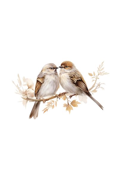 INOVATIX Set of 8 pieces, Sparrows in love sticker, INOVATIX®. 6 cm