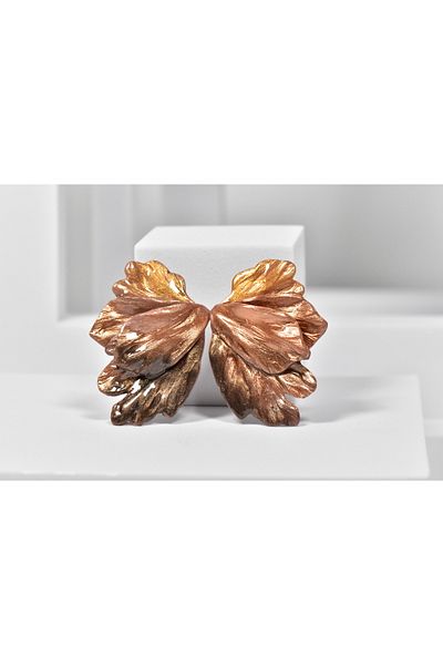 NARRU Handmade NARRU earrings, inspired by flowers and leaves, in shades of brown and copper, Marilu 08