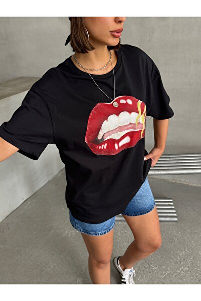 Miss Prova Casual Basic T-Shirt με λεπτομέρεια εκτύπωσης MISSTS3619