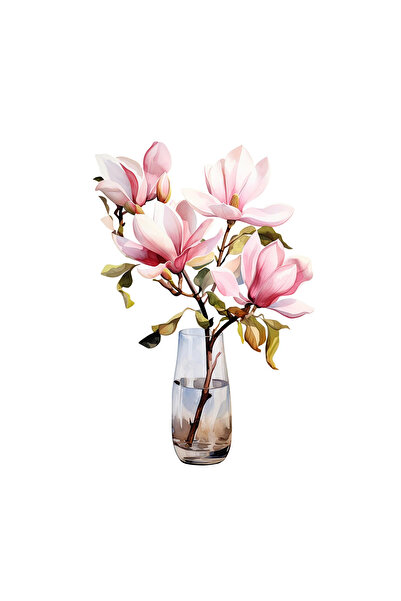 INOVATIX Set de 8 piese, Sticker Vază de sticlă cu magnolie, INOVATIX®. 6 cm