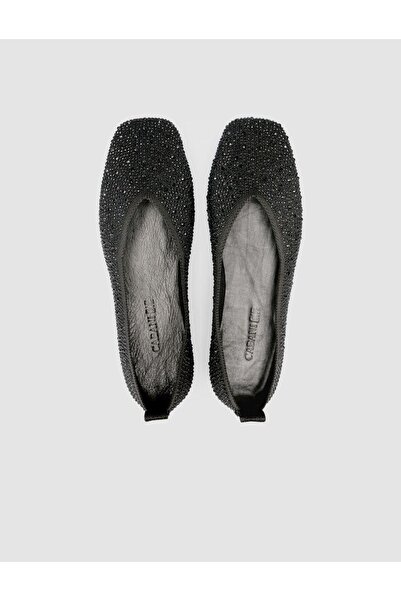 Cabani Black Women's Ballerinas with Fabric Stones