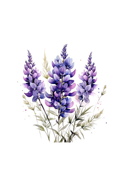 INOVATIX Set de 8 piese, Autocolant Trei flori de lupin mov, INOVATIX®. 6 cm