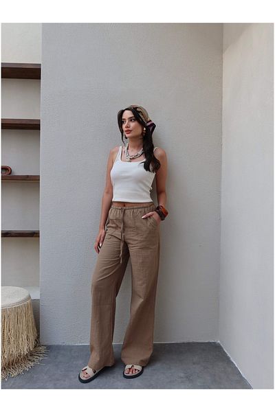 ESRAHELVACI Brown Linen Cord Pants