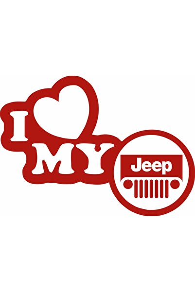 Image Sticker auto, IMAGE, I love my JEEP, rosu, 23 x 17 cm