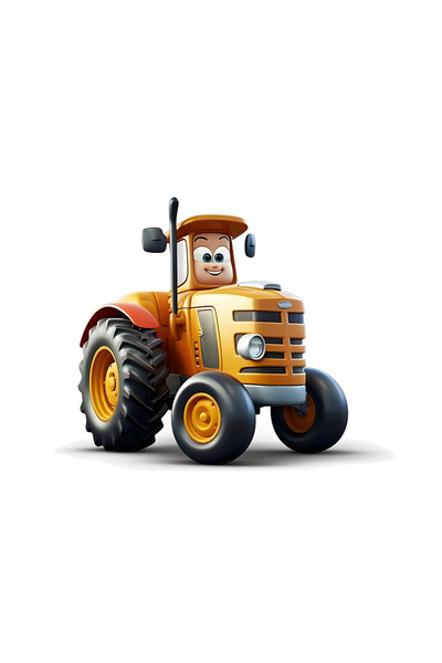 INOVATIX Set de 8 piese, autocolant galben cu tractor și ochi, INOVATIX®. 6 cm