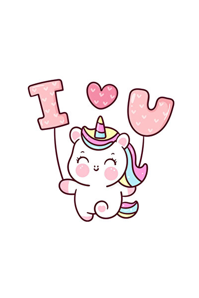 INOVATIX Set de 8 bucăți, autocolant Unicorn Te iubesc, INOVATIX®. 6 cm