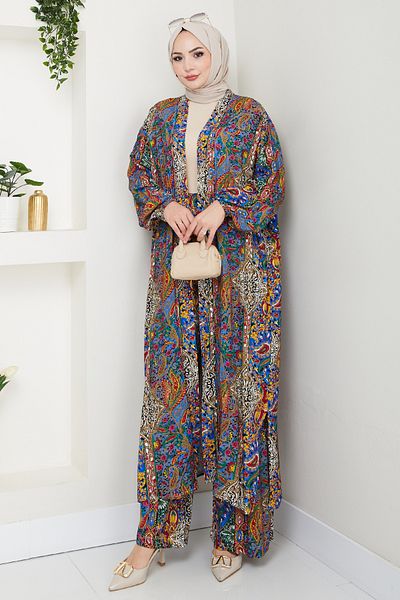 InStyle Mixed Authentic Pattern Indigo Viscose Suit