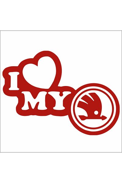 Image Car sticker, IMAGE, I love my SKODA, red, 23 x 17 cm