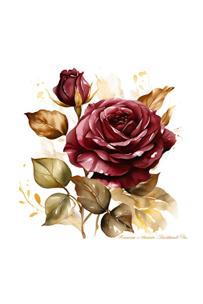 INOVATIX Set de 8 piese, autocolant Trandafir roșu cu boboc și frunze verzi, ...