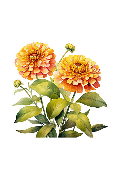 INOVATIX Set de 8 bucăți, autocolant Zinnia galbenă, INOVATIX®. 6 cm