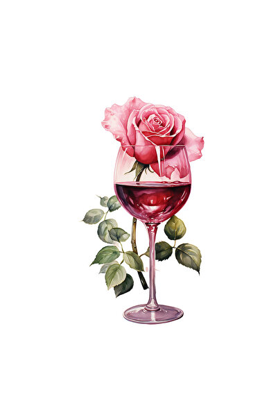 INOVATIX Set de 8 piese, Autocolant Vin roșu de trandafiri, INOVATIX®. 6 cm