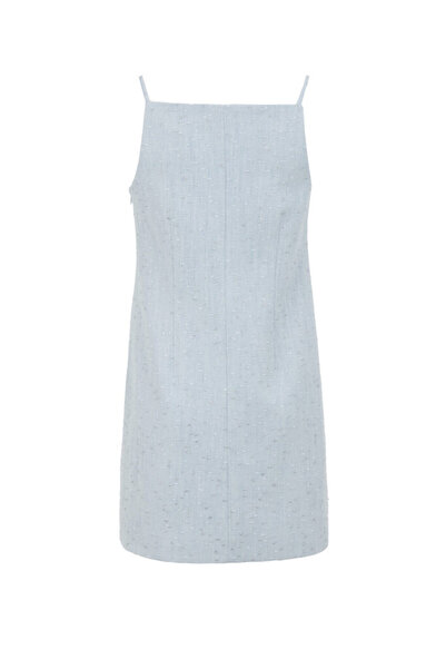 Exquise Sim Detaylı Taş Düğmeli Pamuklu Mini Elbise