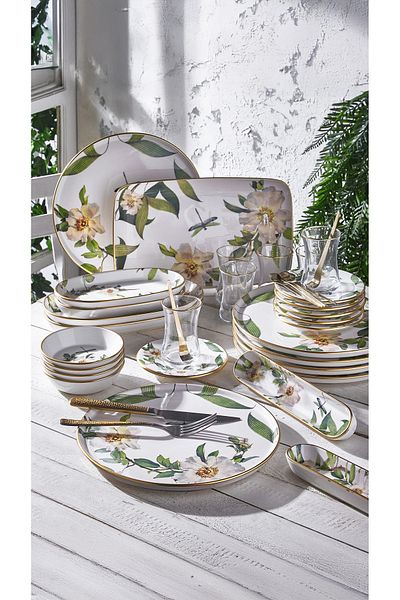 Fecra Floranda 35 Piece Gold Mesh Breakfast Set