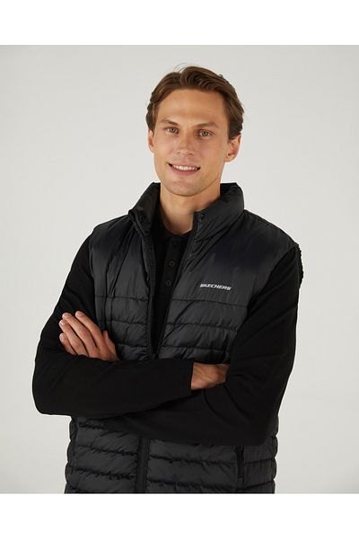 SKECHERS M Outerwear Polar Lining Padded Vest Men's Black Vest S242212-001