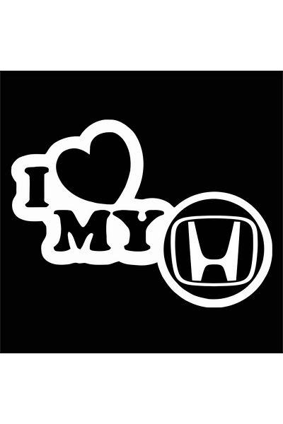 Image Car sticker, IMAGE, I love my HONDA, white, 23 x 17 cm