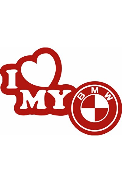 Image Sticker auto, IMAGE, I love my BMW, rosu, 23 x 17 cm
