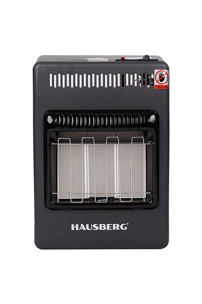 Hausberg Mini Soba Pe Gaz Gpl Hb-1023ng, Piezo-electrica, 3 Placi De Incalzire Ceramic Putere 4.2kw, Negru