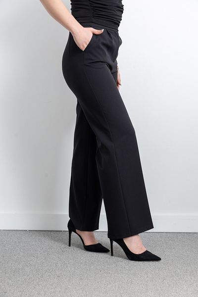 TUĞBA ERGÜL Women's Wide Leg Pleat Detailed Palazzo Fabric Trousers 3092
