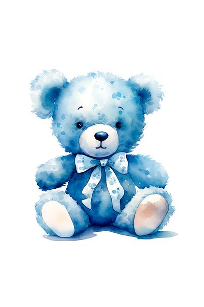 INOVATIX Set of 8 pieces, Blue Teddy Bear Sticker with White Bow Tie, INOVATIX®. 6 cm