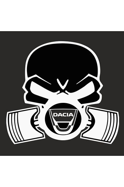Image Car sticker, IMAGE, Piston skull DACIA, white, 22 x 20 cm