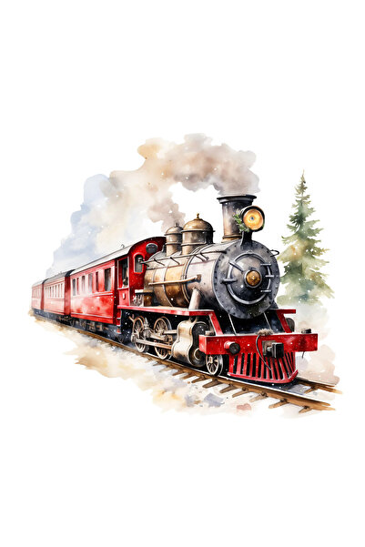 INOVATIX Set de 8 piese, autocolant Tren cu aburi roșu, INOVATIX®. 6 cm