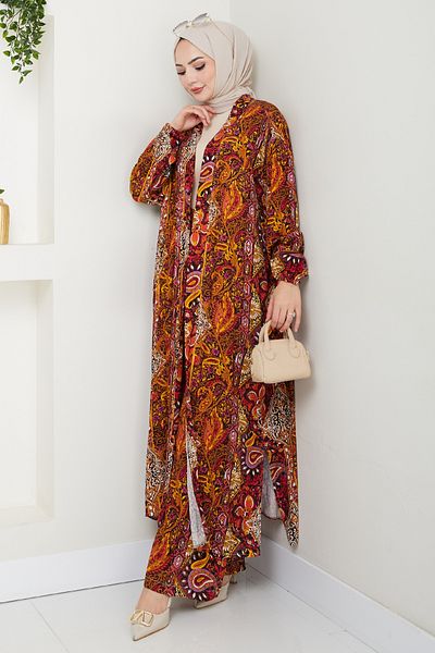 InStyle Set de viscoză cu model mixt autentic prune