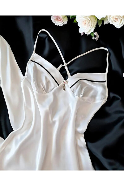 cdh çeyize dair herşey Σετ πιτζάμες Sunshine Silk Satin White 6 τεμαχίων 6734