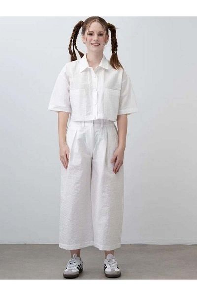Zekids Girl's Crop Shirt Poplin Pants Set