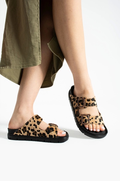 Sivarro Leopard Slippers Beige