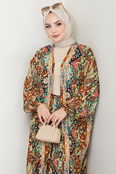 InStyle Mixed Authentic Pattern Orange Viscose Suit