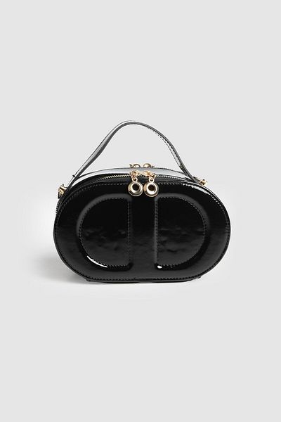La La'Graccio Paris La'Graccio Paris Women's Marino Double Compartment Hand and Crossbody Bag Black Patent Leather