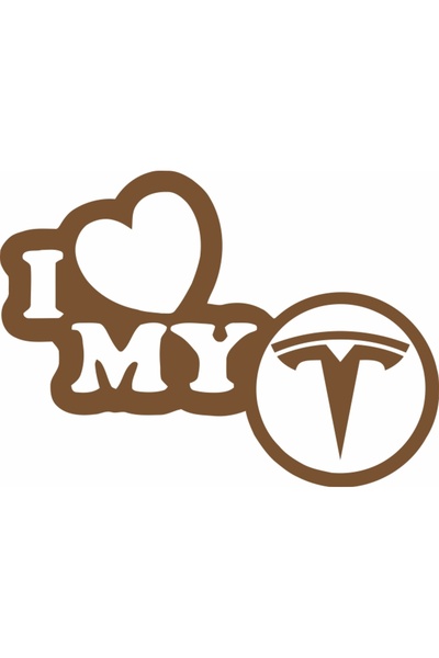 Image Αυτοκόλλητο αυτοκινήτου, ΕΙΚΟΝΑ, Λατρεύω το TESLA μου, χαλκός, 23 x 17 εκ.