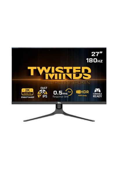 Twisted Minds TM27QHD180IPS Blaze Series, 27 Inch Gaming Monitor, QHD IPS, 165/180Hz, 0.5ms, HDMI 2.1, Black