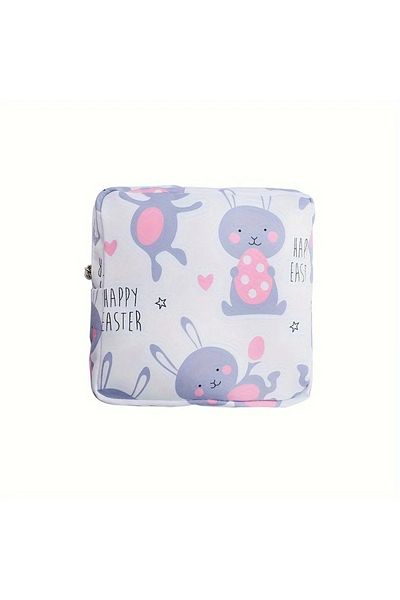 GlassySKY Rabbit Printed Mini Zipper Waterproof Bag, Sanitary Pad Bag Pouch/Travel/Organization