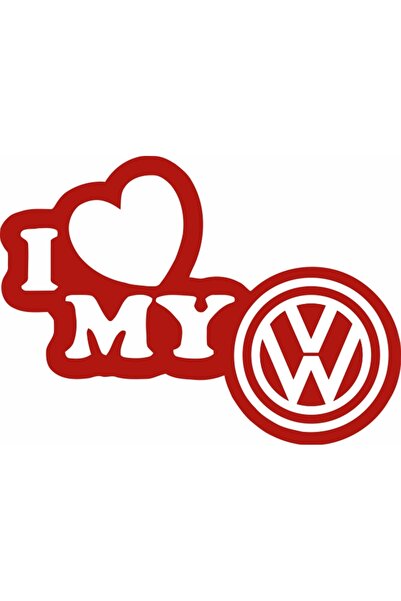 Image Sticker auto, IMAGE, I love my VOLKSWAGEN, rosu, 23 x 17 cm