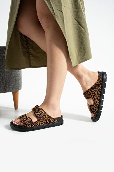 Sivarro Leopard Slippers Tan