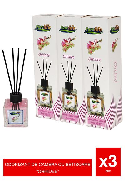 PureLife Set of 3 x PureLife Reed Air Freshener – Orchid – 120 ml