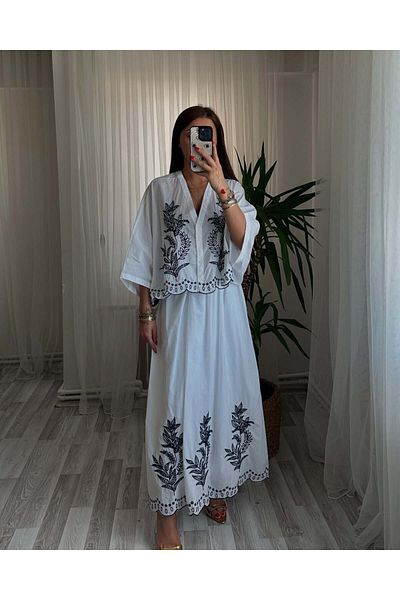 Lavanta Tekstil Embroidered Shirt Skirt Set