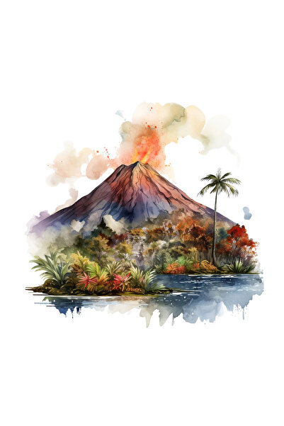 INOVATIX Set de 8 bucăți, autocolant vulcan exotic, INOVATIX®. 6 cm