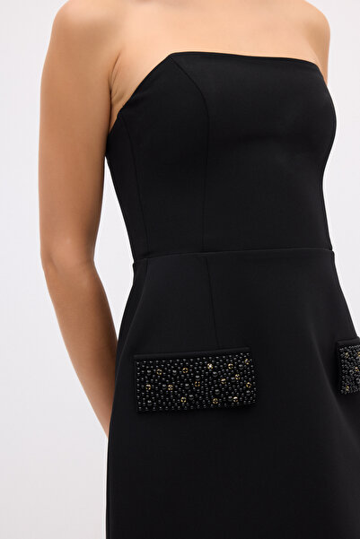 adL Night Zoom Cep Kapaklı Straplez Elbise