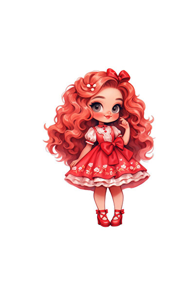 INOVATIX Set de 8 piese, autocolant Valentine's Girl Fată cu părul roșu, INOV...