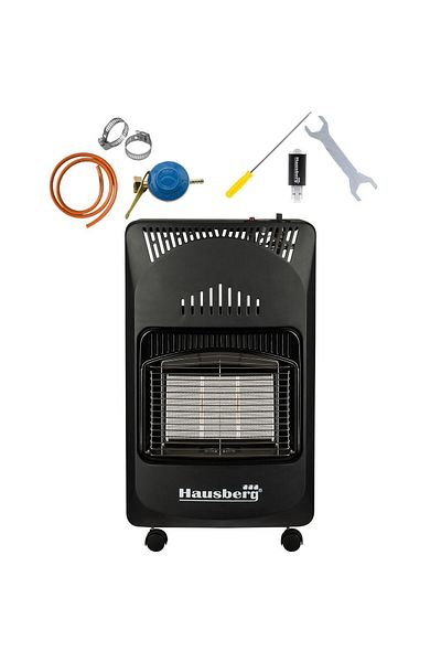 Hausberg Pachet Soba Pe Gaz Gpl Hb-1010ng, Piezo-electrica, 4.2kw, Negru, Ceas Butelie, 1m Furtun