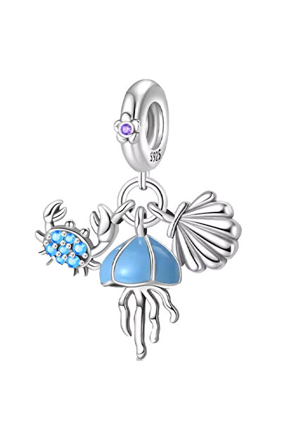 Fubena Yengeç , Istiridye Ve Deniz Anası Sallantılı Gümüş Charm