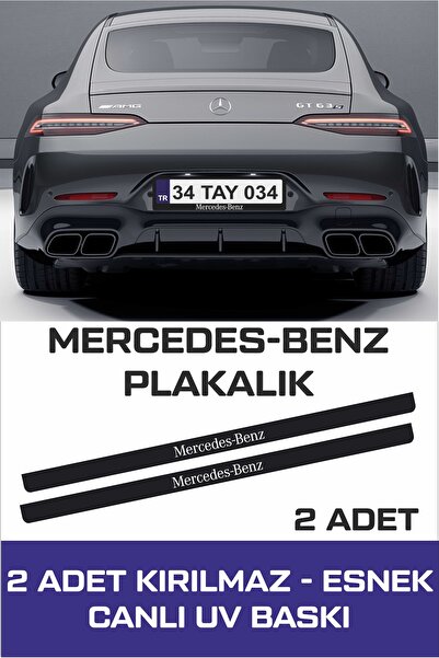 TAY PROMOSYON MERCEDES-BENZ Yazılı Oto Plakalık Kişiye Özel Kırılmaz Siyah UV Kabartmalı 2 Adet Takmatik