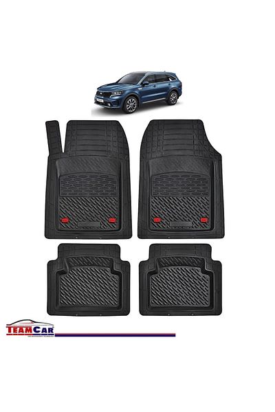 TEAMCAR ® Car Mats Tray Type Compatible With Kia Sorento Generation Iv (2020 ) Black Durable Material