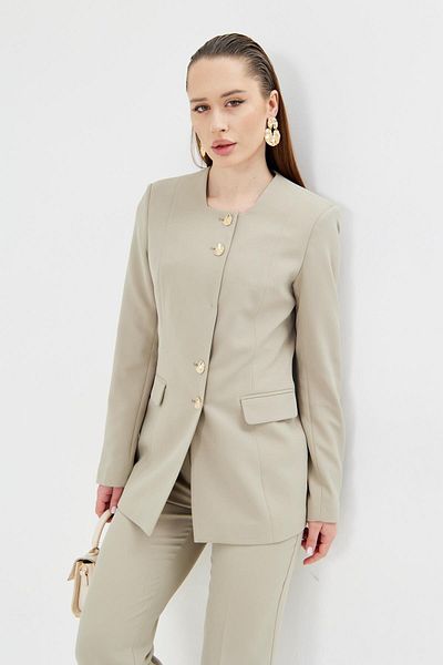 LOVELF Gold Buttoned Square Collar Suit Light Khaki