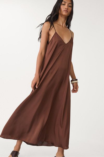 Stradivarius Long flowing satin dress