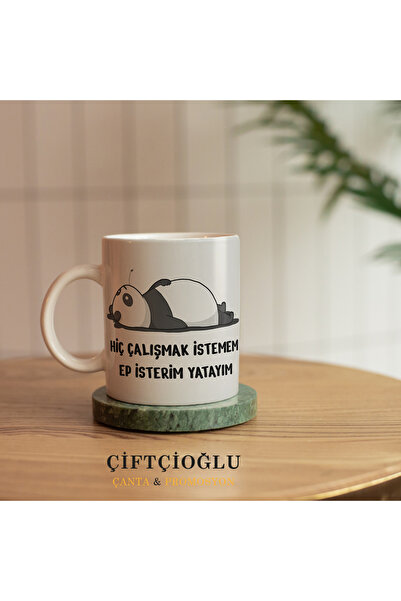 Valse Hiç Çalışmak İstemem Ep İsterim Yatayım Tembel Panda Baskılı Komik Hedi...