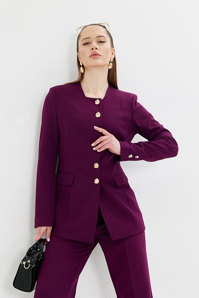 LOVELF Gold Buttoned Square Collar Suit Plum