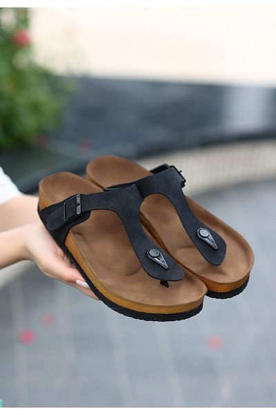 Celira Aksar Black Nubuck Flip Flops